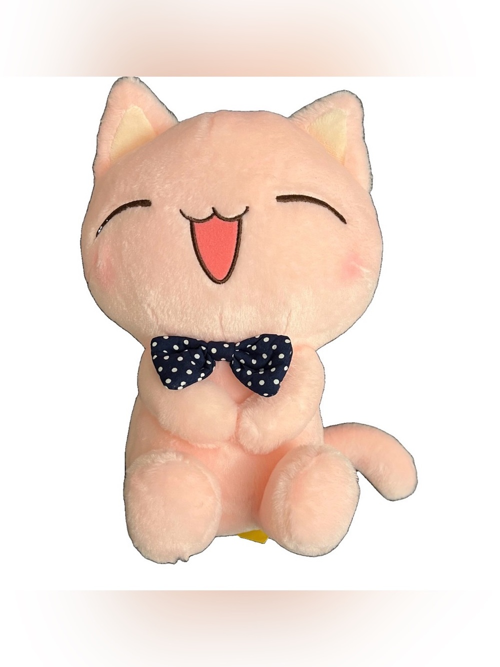MGF Pink Kitty Cat Plush Stuffed Animal 11" with Polka Dot Bow Tie